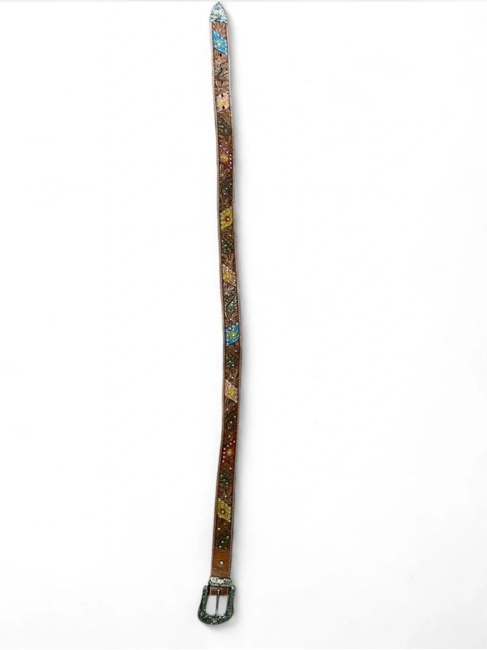 Nocona Handcrafted Rhinestone Leather Belt